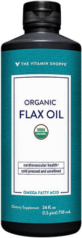 The Vitamin Shoppe Certified Organic Flax Seed Oil Essential Fatty Acids that Supports Cardiovascular Health (24 Fluid Ounces Liquid)
