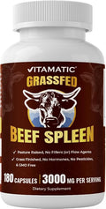 Vitamatic Grass-Fed Beef Spleen180 Capsules – Freeze-Dried Non-GMO Bovine Liver Supplement – Pasture-Raised Glandular-Based Formula