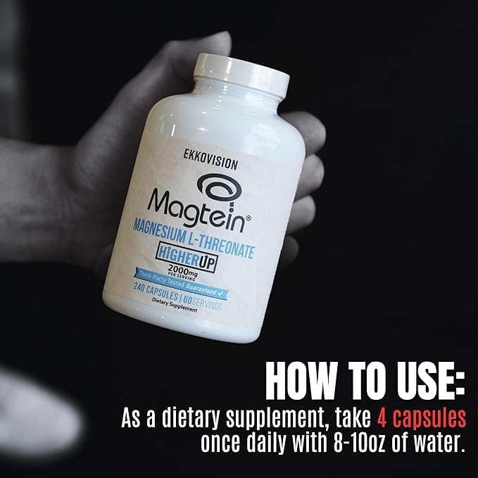 Ekkovision Magtein Magnesium L-Threonate Memory &amp Cognitive Function Support Magnesium Supplement with Essential Minerals for Men &amp Women 2000 MG Per Serving 240 Easy-to-Swallow Capsules