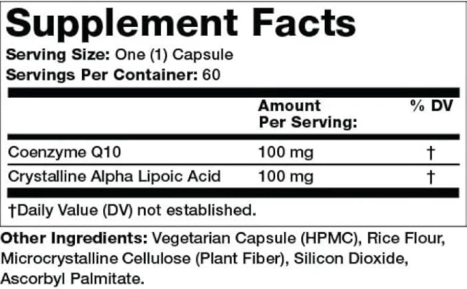 Olympian Labs Alpha Lipoic Coenyme Q 10 200 mg Caps 60 Count