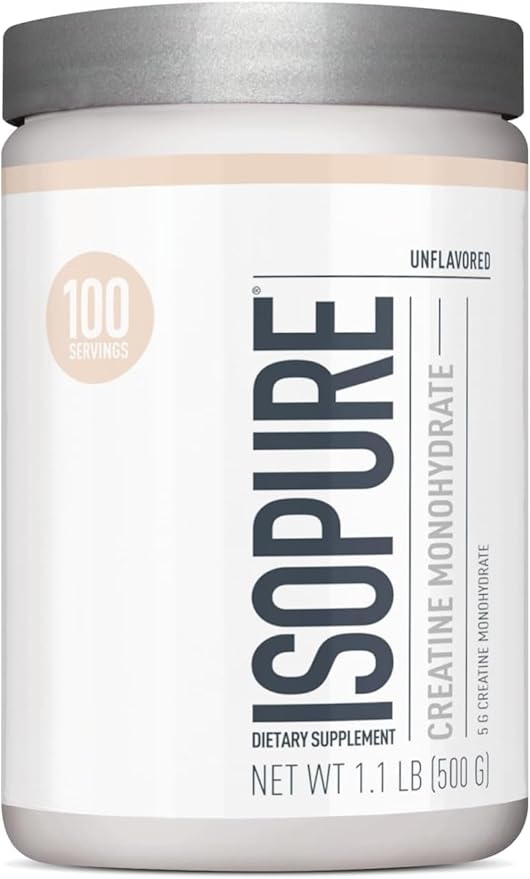 Bundle of Isopure Bovine Colostrum Supplement Powder Gently Processed 90 Servings + Isopure Unflavored Creatine Monohydrate Powder 5g Creatine Monohydrate per Scoop 100 Servings 500g