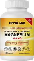 Triple Magnesium Complex Supplement – 400mg with Citrate Malate &amp Glycinate – Complete Chelated Magnesium Blend for Women &amp Men – 120 Days of Daily Multi Magnesium Nutrition – 240 Capsules