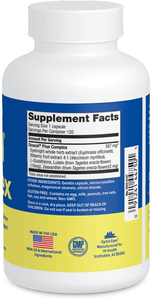 Hi-Health Ocucel Complex Advanced Eye Support Vitamins for Protection from Excessive Use of Computers and Cellphones 120 Capsules