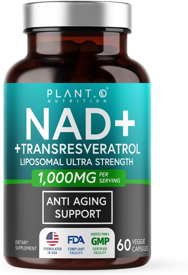 NAD Supplement High Purity (500mg of 95% Pure NAD Plus) with Resveratrol - NMN and Nicotinamide Riboside Alternative for Energy Anti-Aging Cell Regeneration Focus – 60 Pills