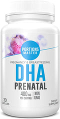 Portions Master DHA Prenatal renatal Omega-3 Supplement with 300 mg DHASupports Fetal Brain &amp Eye Development Pregnancy &amp Breastfeeding Nutrition Non-GMO Gluten-Free (30 Softgels)