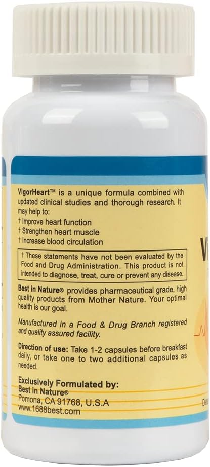 VigorHeart-The Natural Heart Supplements Pills with Coq 10 Salvia Miltiorrhiza and Panax Pseudoginseng (90 Capsules)