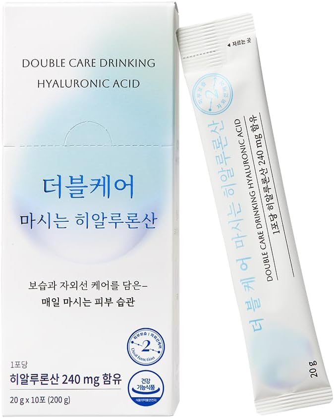 Aminotree Double Care Drinking Hyaluronic Acid – Hydrating Inner Beauty Drink with Silk Sericin Pomegranate &amp Hibiscus Extracts 240mg Hyaluronic Acid 10 Pouches