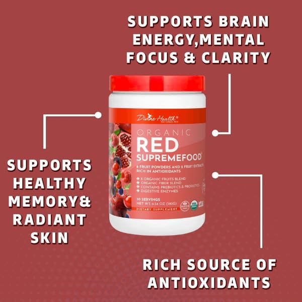 Divine Health Dr. Colbert MD Superfood Package | 30 Servings of Green Supremefood &amp Red Supremefood 14 Organic and Fermented Green Vegetables and Grasses | 8 Organic Fruits