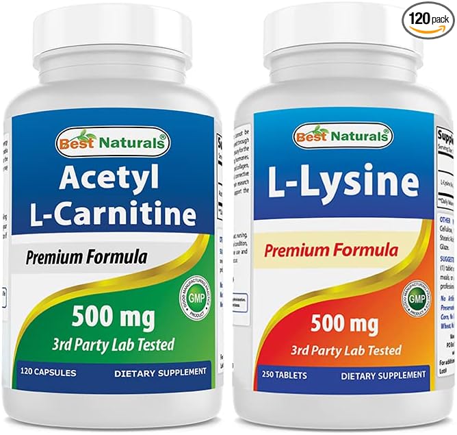 Best Naturals Acetyl L-Carnitine 500 Mg &amp L-Lysine 500 mg