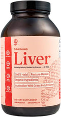 Pure Australian Beef Liver Supplement (Capsules) - Halal Organic Grassfed - Rich in Vitamins Minerals Peptides and Enzymes - Dehydrated - 180 Liver Capsules