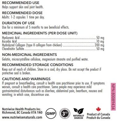 Nutriwise HA Plus High Potency Hyaluronic Acid + Collagen 120 Capsules