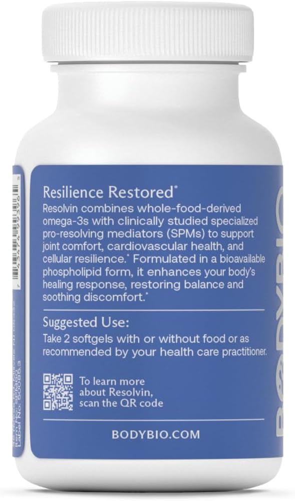 BodyBio Resolvin - Specialized Pro-resolving Mediators SPMs with Herring Caviar Extract - Support Healthy Inflammation Response Skin Repair Joint Comfort &amp Brain Health