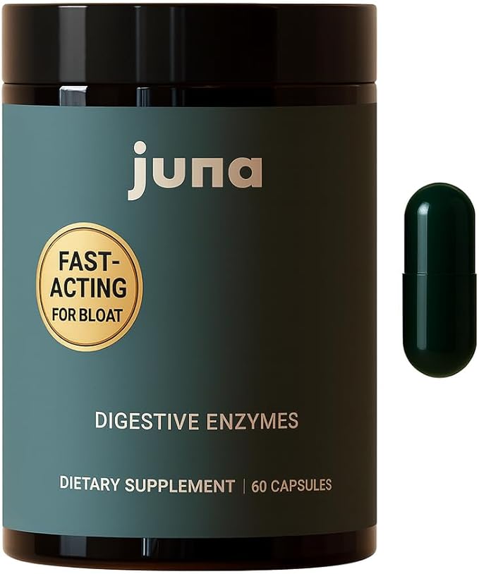 Juna Digestive Enzymes + Probiotic — 3-in-1 Daily Gut Support for Bloat Relief Smooth Digestion &amp Microbiome Balance | 15 Enzymes 5 Probiotics 8 Botanicals | Vegan 3rd-Party Tested | 60 Capsul