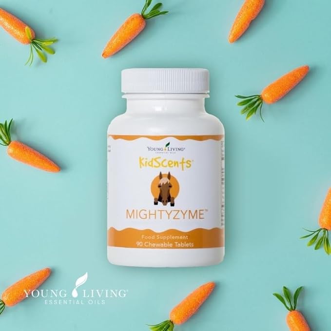 Young Living KidScents MightyZyme Chewable Tablets - 90 ct - Children's Digestive Enzyme Supplement - Natural Digestion Support for Kids - Kid-Friendly Products