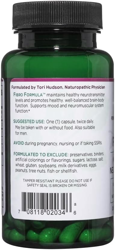 Vitanica Fibro Formula Fibromyalgia Relief Support Saffron Extract 60mg 5 HTP 100mg Pea 300mg Dr Formulated Neuro Muscular Support Supplement Vegan Non-GMO 60 Capsules