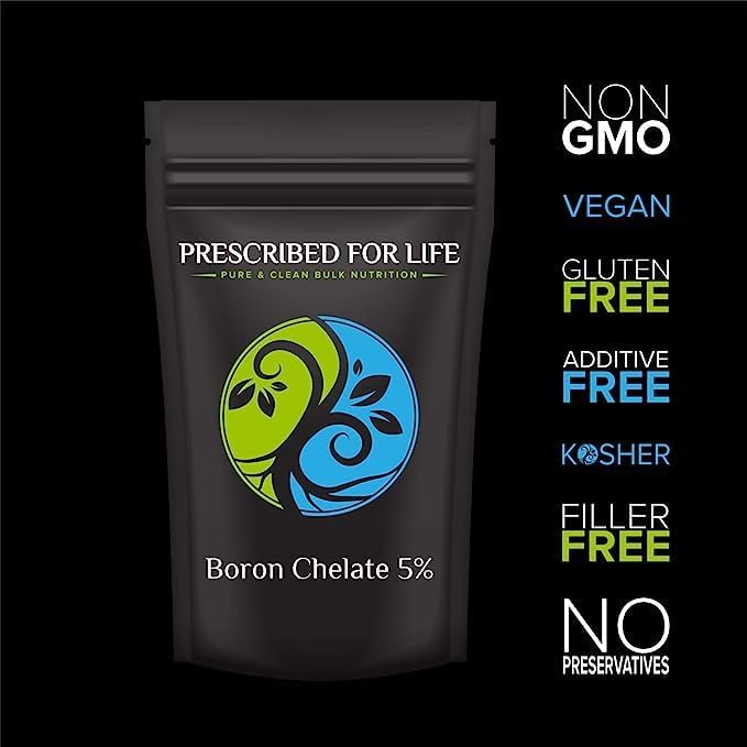 Prescribed for Life Boron Chelate 5% Powder Natural Boron Supplement for Men and Women Gluten Free Vegan Non GMO (340g)