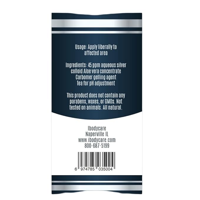 Super Silver Colloidal Silver Gel Nano-Silver 45 PPM Skin Gel for Skin Comfort &amp Wellness Healing Moisturizing and Soothing - 4 Oz Various Sizes