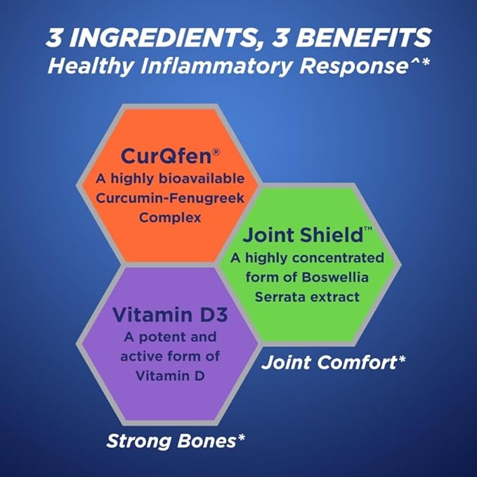 Osteo Bi-Flex One Per Day Inflammatory Response CurQfen Plant-Based Supplement Improve Joint Function Strength Flexibility Mobility 30 Capsules