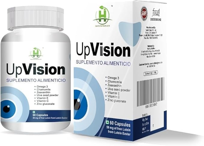 Upvision Eye Care Supplemnt for Eye Health with Omega-3 Vitamin E Vit A Vit C Lutein Zeaxanthin Vit B2 Vegetarian 60 Capsules-Pack of 1