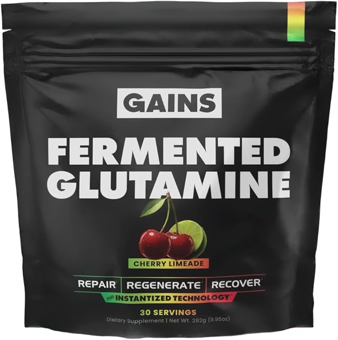 Gains in Bulk L-Glutamine Gluten Free Glutamine Powder for Muscle Recovery and Growth Post Workout Support Amino Acid Supplement Promotes Protein Synthesis Non GMO Cherry Limeade 30 Servings