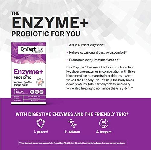 Kyolic Kyo-Dophilus Enzymes+ Probiotic Nutrient Digestion and Gut Health* 120 Capsules