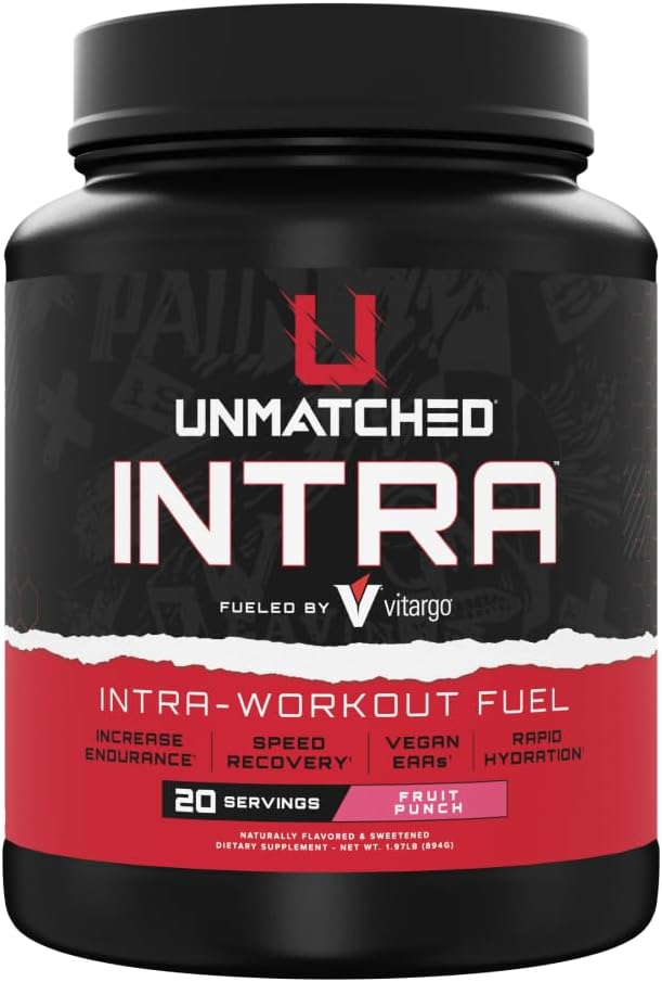 Unmatched Intra Workout Powder | Carbohydrate Electrolyte L-Glutamine &amp Vegan EAA Mix | for Hydration &amp Endurance | Natural Flavors &amp Sweeteners | 20 Servings (Fruit Punch)