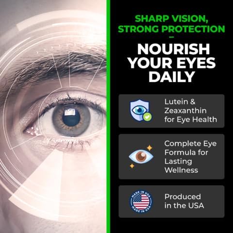 Stealth Vision Eye Vitamin Eye Supplement with Lutein Zeaxanthin and Meso-Zeaxanthin Non-GMO Eye Health Vitamins for Adults Vision Essentials for Complete Eye Support (90 softgels)