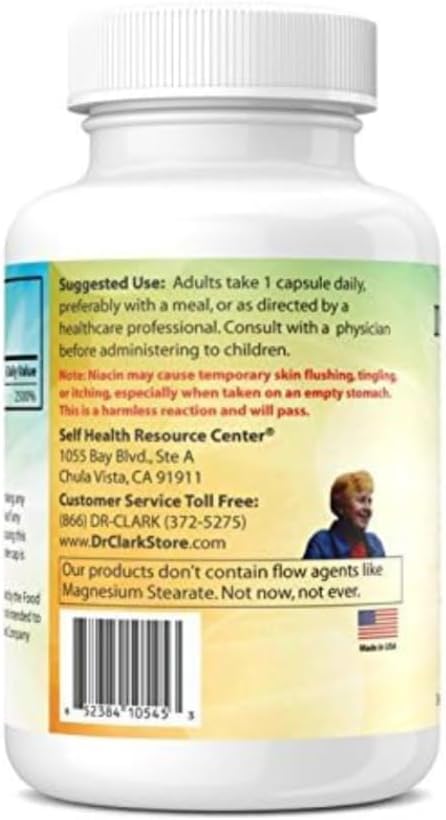 Dr. Clark Niacin 500 (Vitamin B3) Supplement 500mg 100 Gelatin Capsules