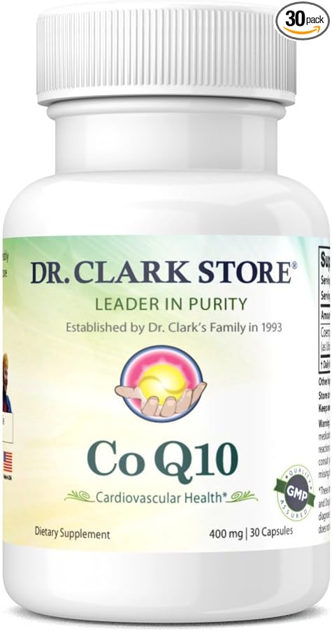 Dr. Clark Coenzyme Q10 (Coq-10) Supplement 400mg 30 Gelatin Capsules