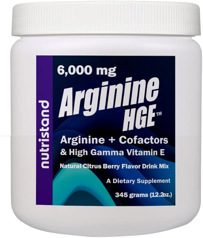Arginine HGE Drink Mix 6000mg Arginine 600mg Citrulline + Cofactors. 30 Servings - Natural Sugar Free Formula