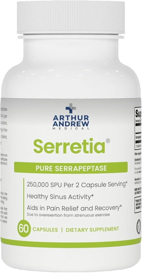 Arthur Andrew Medical Serretia Serrapeptase Formula for Muscle and Sinus Support 60 Capsules