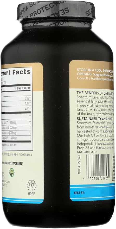 Spectrum Essentials - Fish Oil 250 Softgels by Spectrum