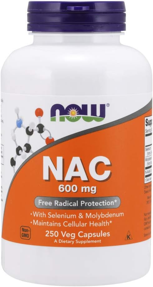 Now Foods Nac-Acetyl Cysteine 600mg 250 Vcaps (500 (250X2))