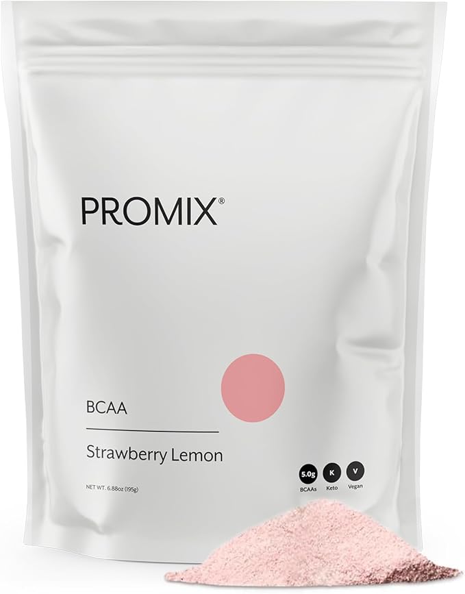 Promix BCAA Post-Workout Energy Powder - 5g Micronized BCAAs Sugar Free Plant Based Vegan Keto - Strawberry Lemon - 30 Servings (Pack of 1)