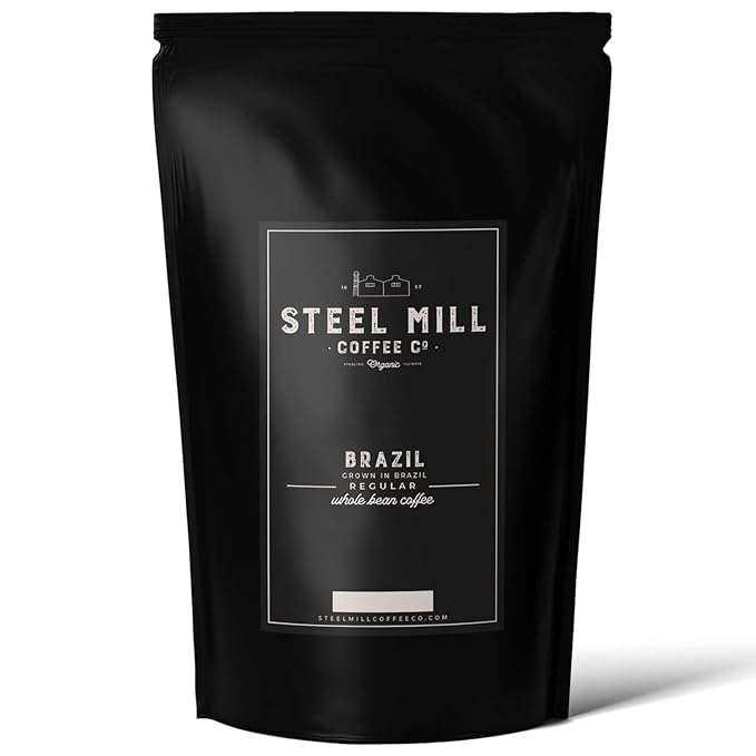 Steel Mill Coffee Co. | Brazil Single-Origin Gourmet Coffee | 2 LB Bag | Ground | Medium Roast | Grown in Brazil | 100% Arabica Beans