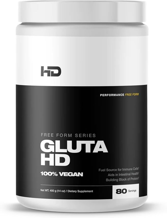 HD MUSCLE GlutaHD Glutamine Supplement | 100% Vegan &amp Fermented L-Glutamine | for Intestinal &amp Immune Health &amp Muscle Recovery | 80 Servings
