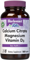 Bluebonnet Nutrition Calcium Citrate Magnesium Plus Vitamin D3 Caplets Bone Health &amp Muscle Relaxation Non GMO Gluten Soy &amp Milk Free Kosher White Unflavored 180 Count