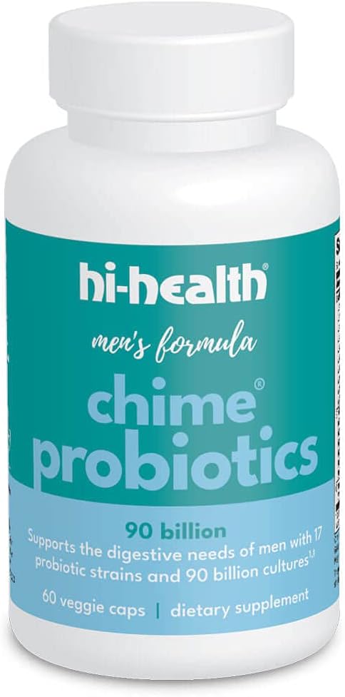 Hi-Health Chime Probiotics for Men 90 Billion with Prebiotic Guaranteed Potency 17 Strain 60 Capsules