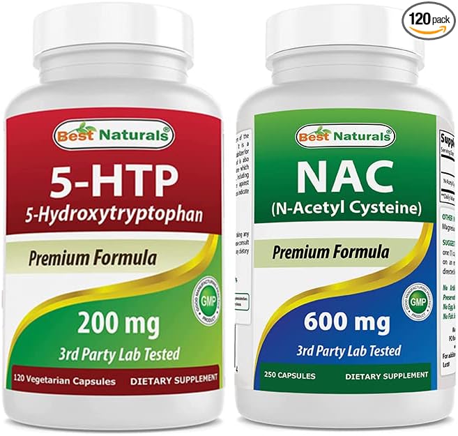 Best Naturals 5-HTP 200 mg &amp NAC - N Acetyl Cysteine 600 mg