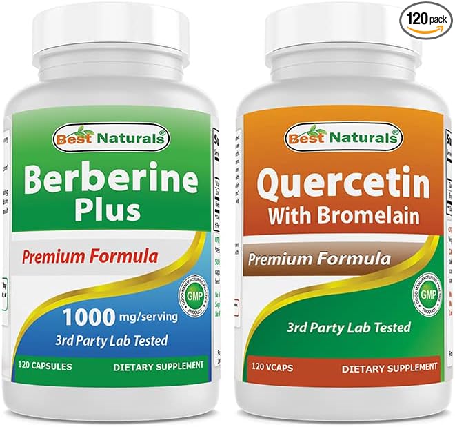 Best Naturals Berberine Plus 1000mg &amp Quercetin with Bromelain