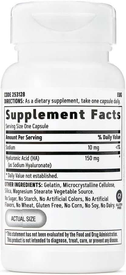 GNC Women's Hyaluronic Acid Skin Hydrating Daily Supplement Supports Moistureand Joint Health 30 Capsules