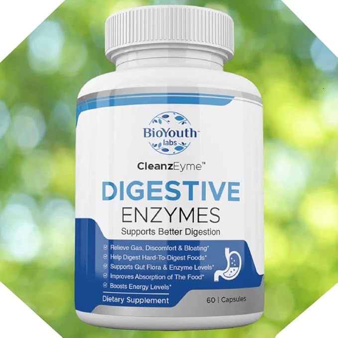 Labs Natural Digestive Enzymes &amp Probiotic Supplement for Adults 180 Capsules - Nutritious Blend of Digestive Enzymes &amp Advantage Probiotic for Digestion &amp Digestive Health.