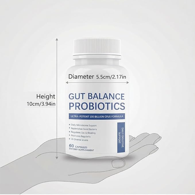 Gut Balance Probiotics - 100 Billion CFU with 16 Diverse Strains Digestive &amp Immune Support for Adults Vegan Capsules (60 Count)