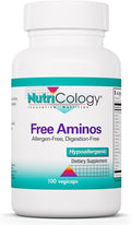 Nutricology Free Aminos Supplement - Essential Amino Acids Complex Lean Muscle Mass Support Vegetarian Capsules - 100 Count