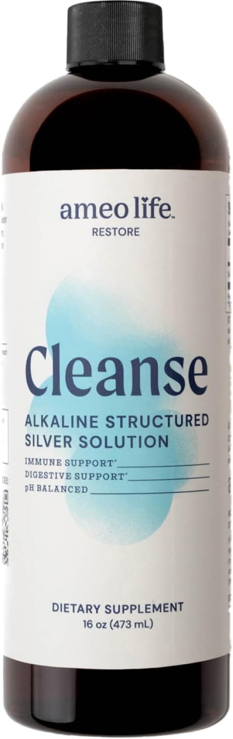 Ameo Life Colloidal Silver Liquid 30 PPM - Alkaline Structured Silver Water for Daily Immune Support &amp Gut Health pH Balanced Colloidal Silver 30ppm Solution 16 oz