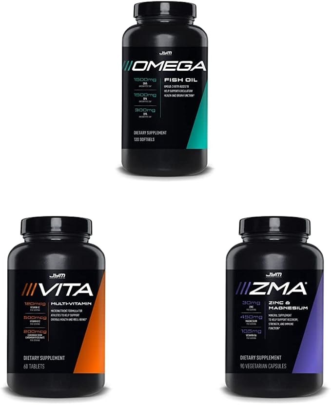 JYM Supplement Science Omega JYM Fish Oil + Vita JYM Sports Multivitamin &amp Mineral Support ZMA