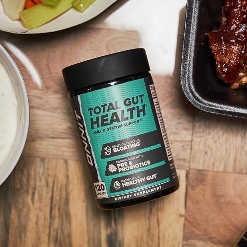 ONNIT Total Gut Health Daily Digestive Support IGEN Non-GMO Tested Digestion Supplement for Women and Men with 7 Strains of Probiotics Prebiotics Enzymes and Betaine HCL 120 Count