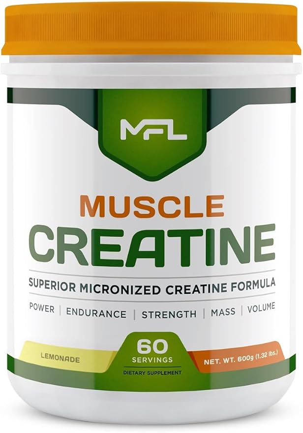 MFL Muscle Creatine | 3 Forms of Micronized Creatine | 10g | 0 Sugar | Sweetened with Stevia | All-Natural | 60 Servings (Lemonade)
