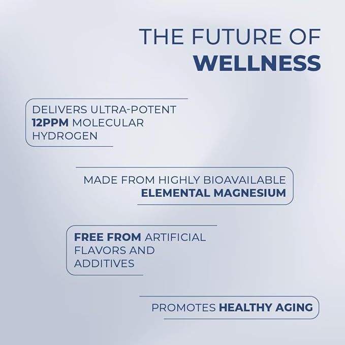 Molecular Hydrogen H₂ Tablets 12 PPM | Neutralize the Effects of Oxidative Stress &amp Free Radicals | Supports Cellular Health | Bioavailable Source of Magnesium | 30 Tablets