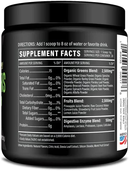 Sport Formula 99 Organic Greens Superfood Powder Cold Pressed Vegan and Keto Powder Non-GMO Low Calorie Daily Green Juice Powder